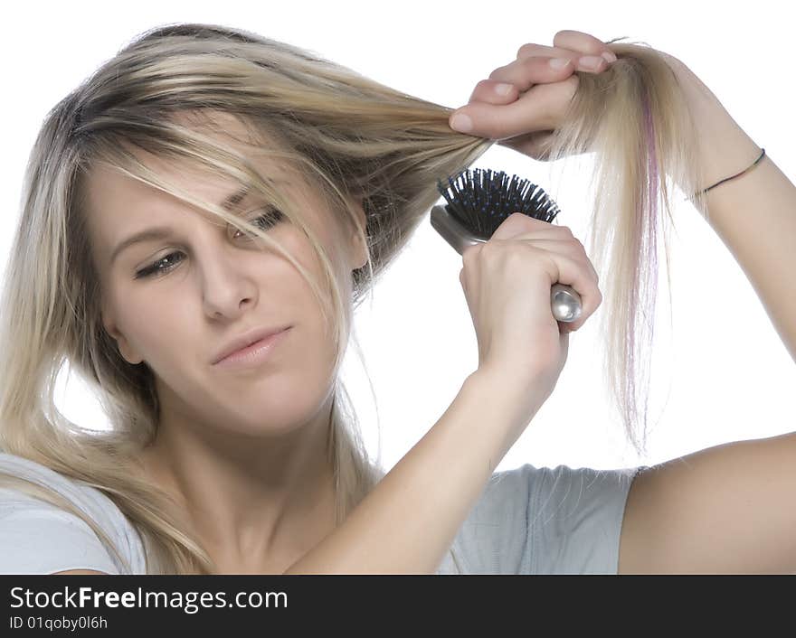 Girl who brush their hair. Girl who brush their hair