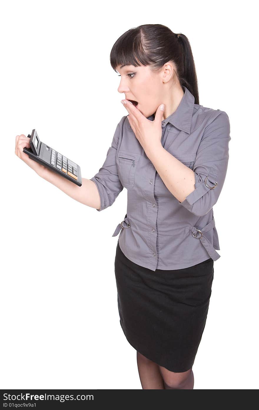 Young businesswoman isolated over white background