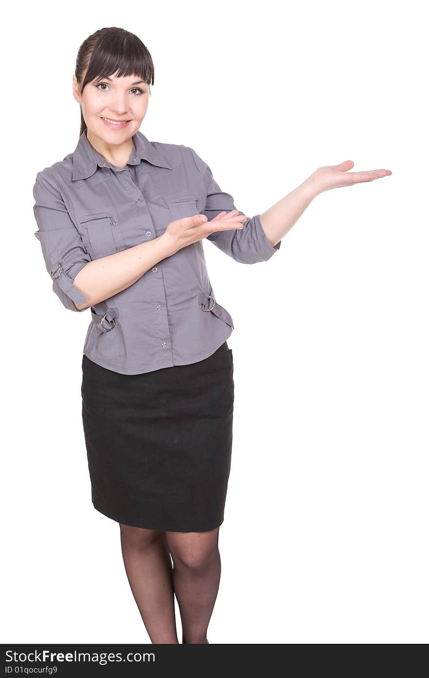 Young businesswoman isolated over white background