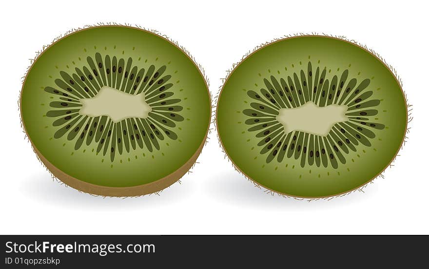 Kiwi slices isolated on a white background. Vector illustration.