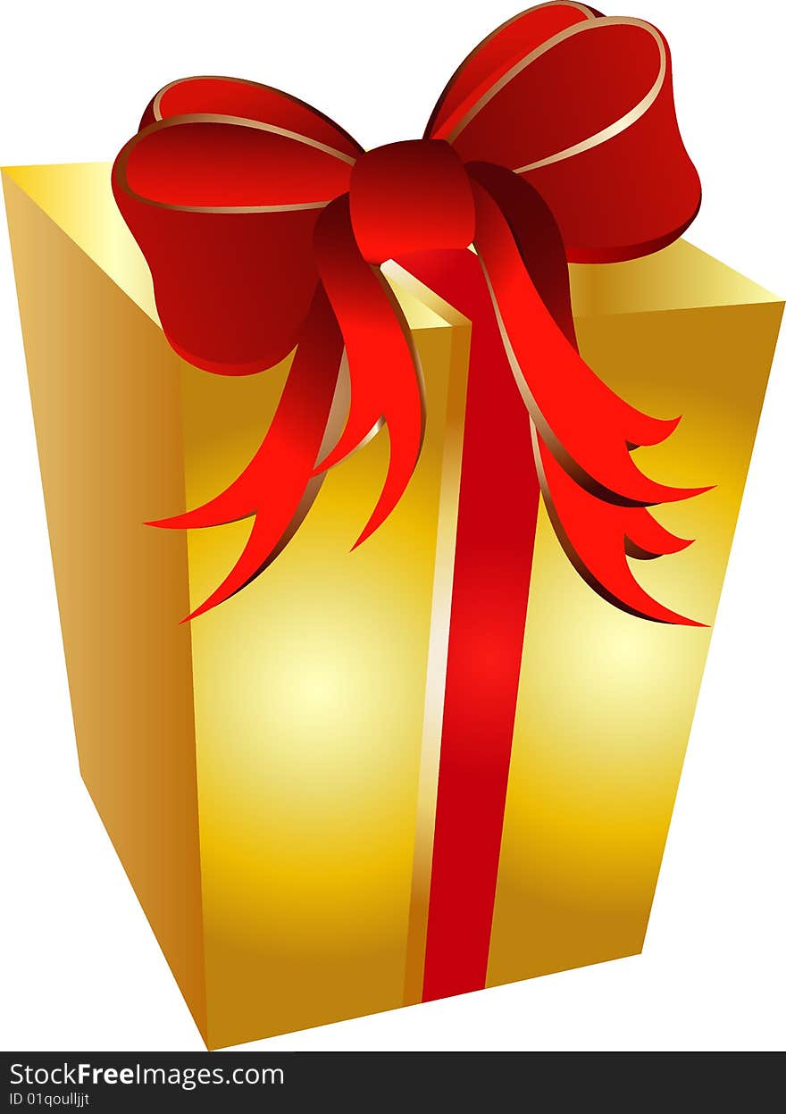 Illustration of a present with red ribbon