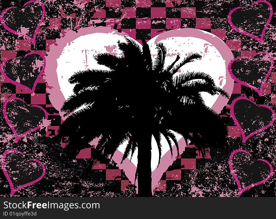 Grunge abstract love design with tree and heart. Grunge abstract love design with tree and heart