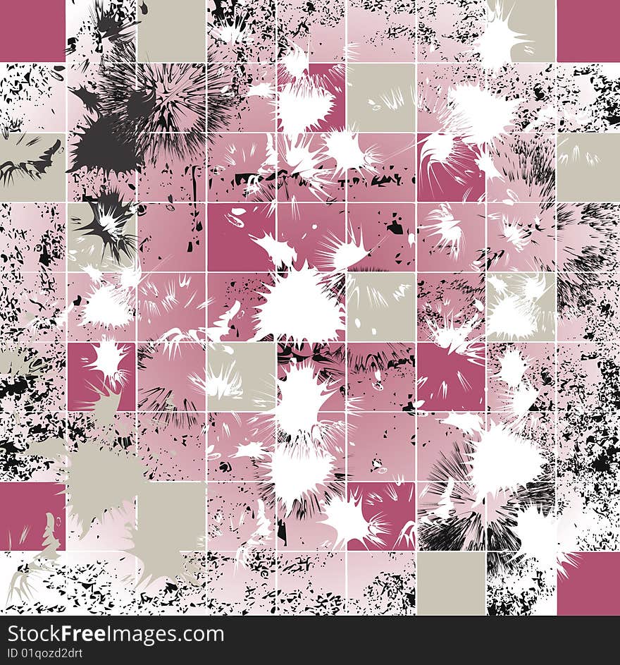 Abstract grunge mosaic tiles raster illustration