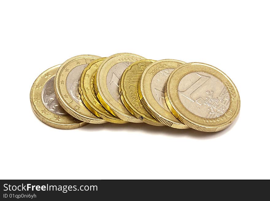 Euro coins isolated on white background