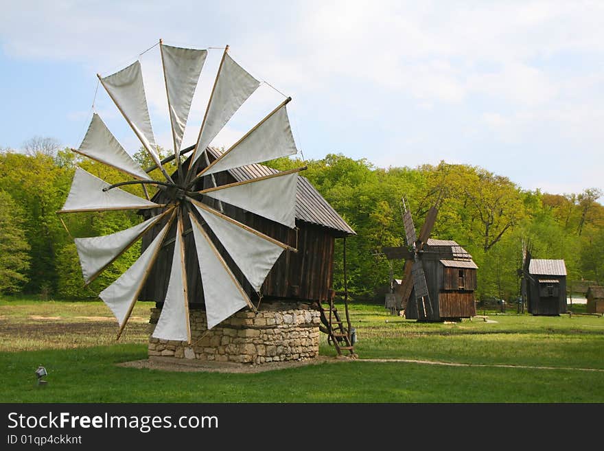 Retro windmill in an open air museum