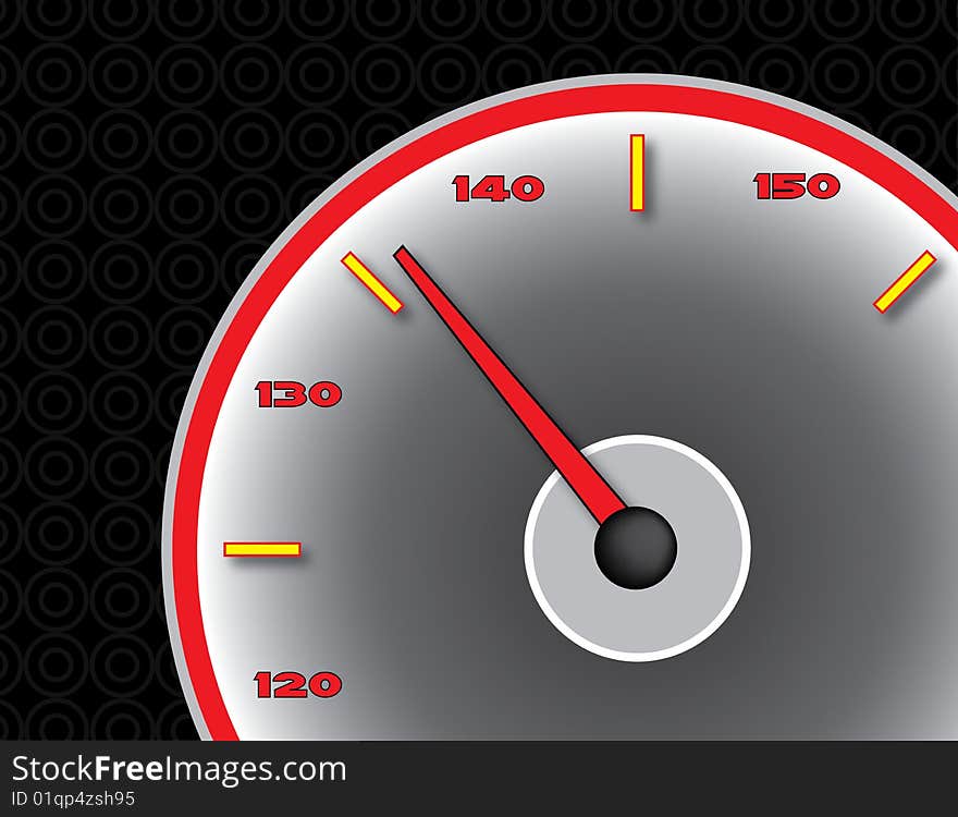 A large speedometer hits some high speeds. A large speedometer hits some high speeds.