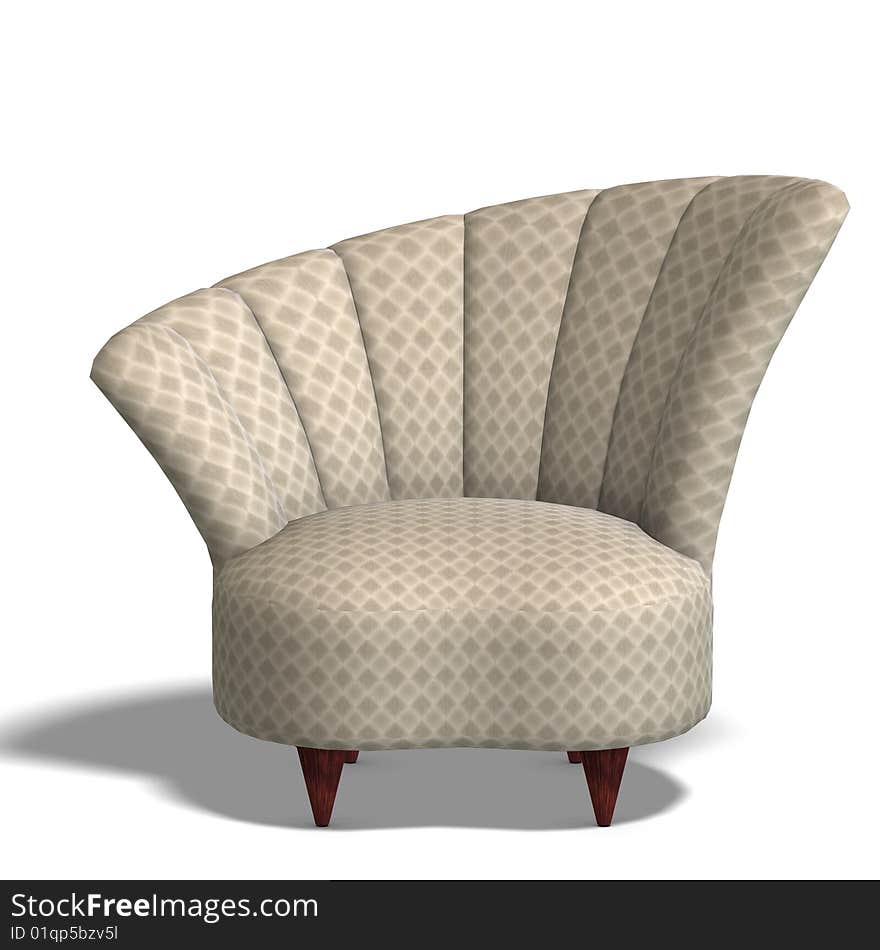 A modern comfy seat. 3D render with clipping path and shadow over white. A modern comfy seat. 3D render with clipping path and shadow over white