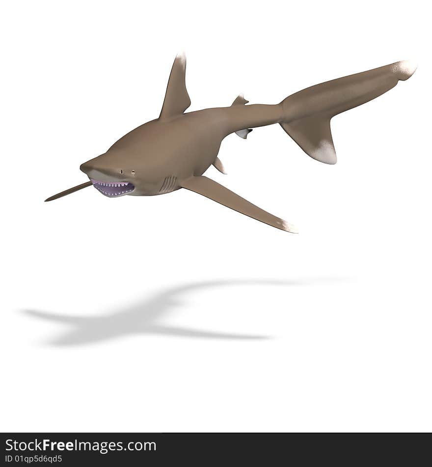 Dangerous shark. 3D render with clipping path and shadow over white. Dangerous shark. 3D render with clipping path and shadow over white