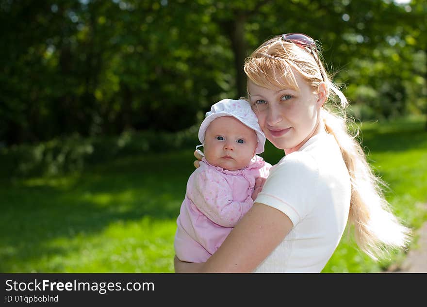 Baby and Mother Outdoors