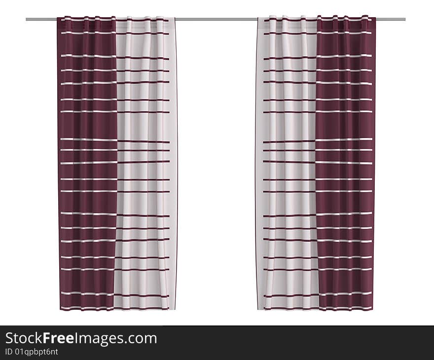 Rendered 3d isolated curtains on white background