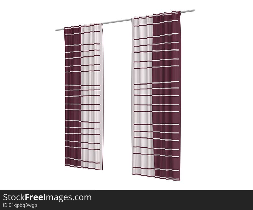 Rendered 3d isolated curtains on white background