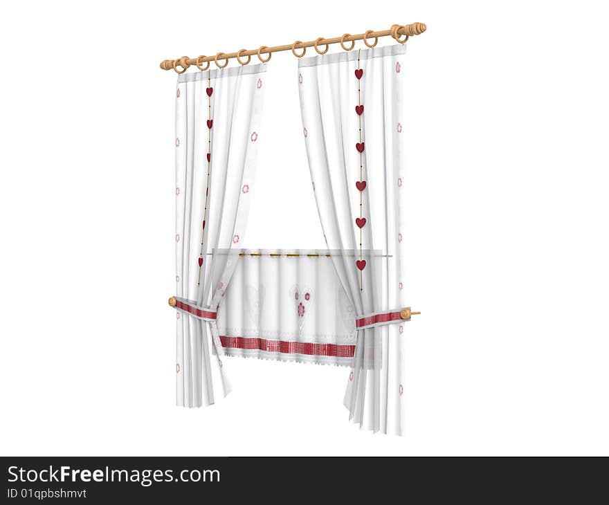 Rendered 3d isolated curtains on white background