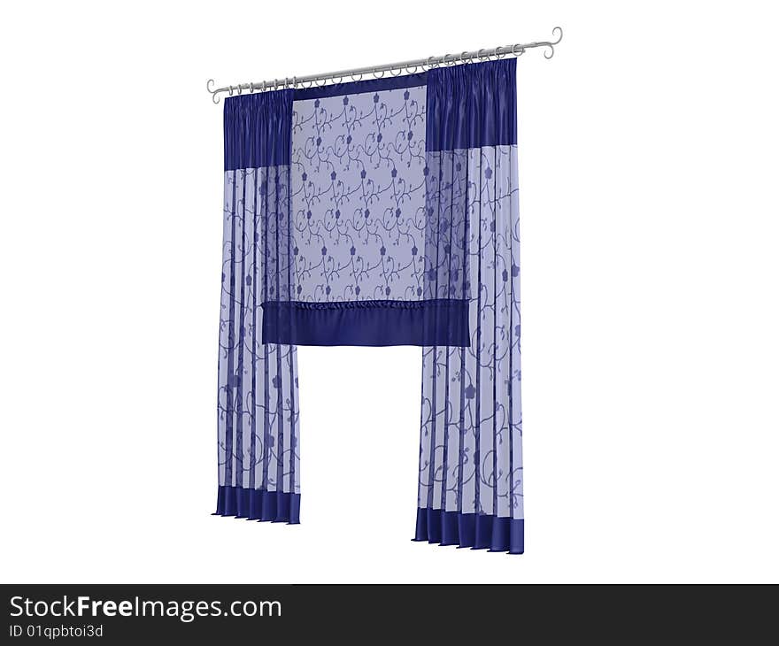 Rendered 3d isolated curtains on white background