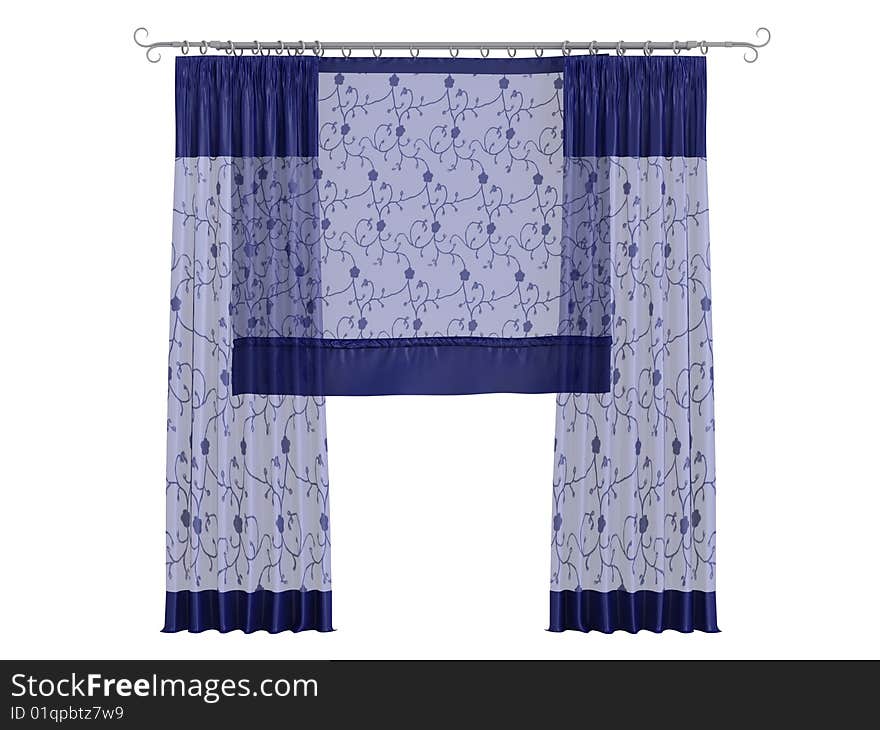 Rendered 3d isolated curtains on white background