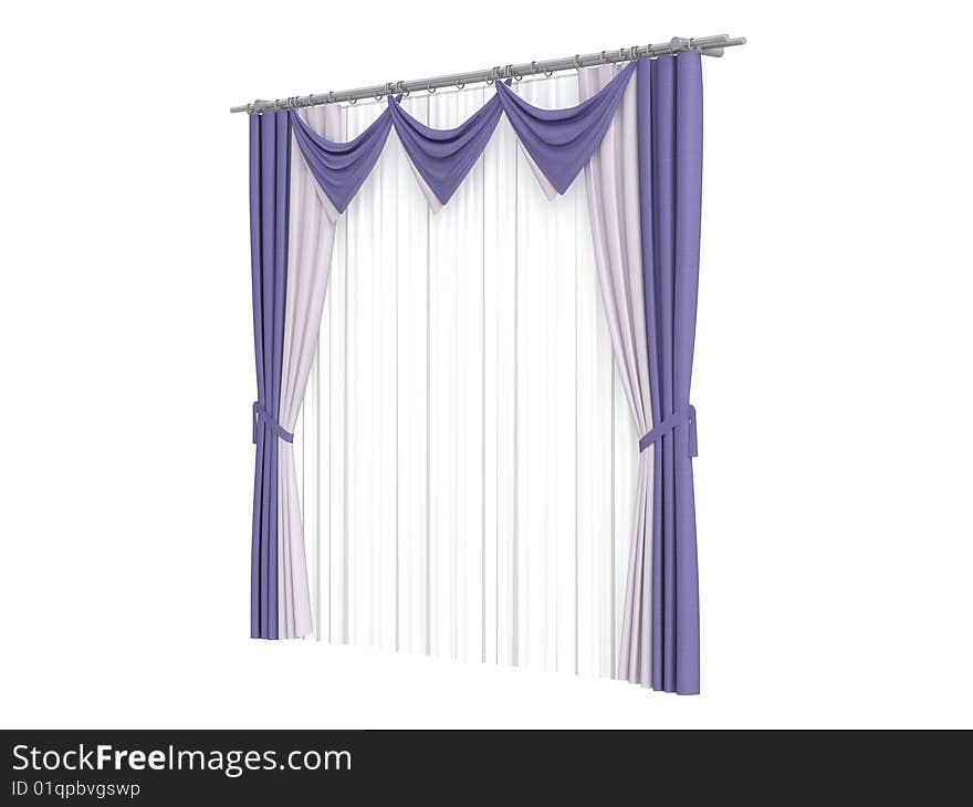 Rendered 3d isolated curtains on white background