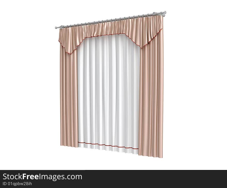 Rendered 3d isolated curtains on white background