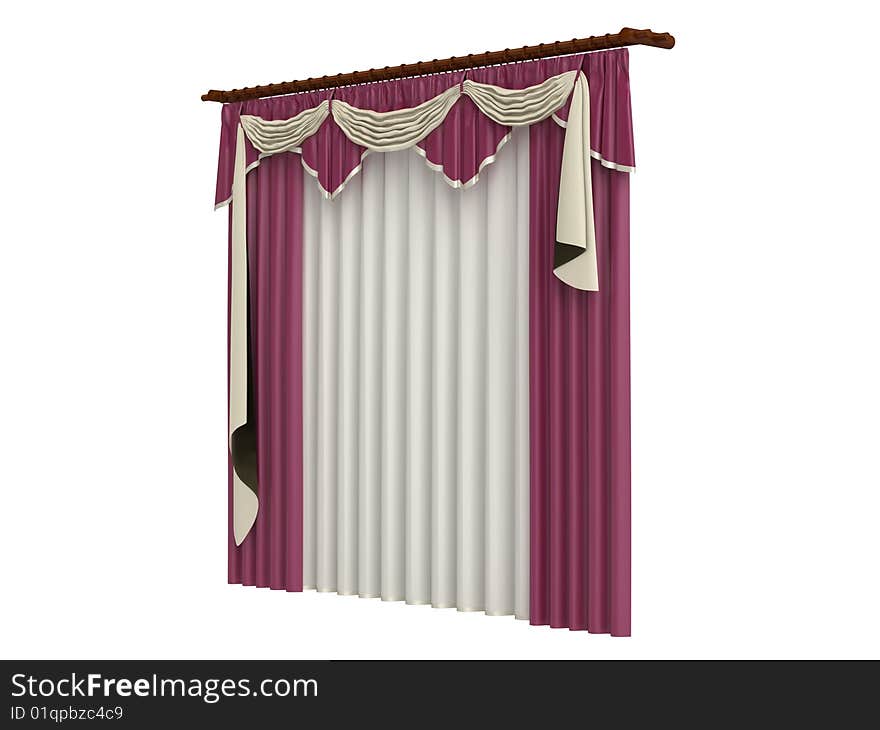 Rendered 3d isolated curtains on white background