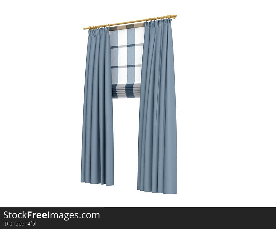 Rendered 3d isolated curtains on white background