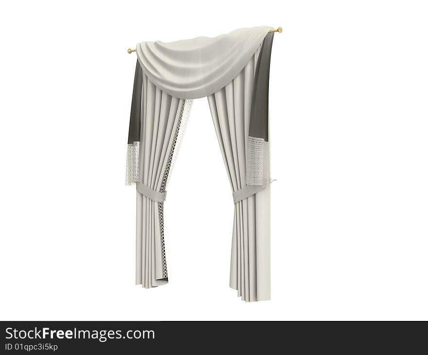 Rendered 3d isolated curtains on white background