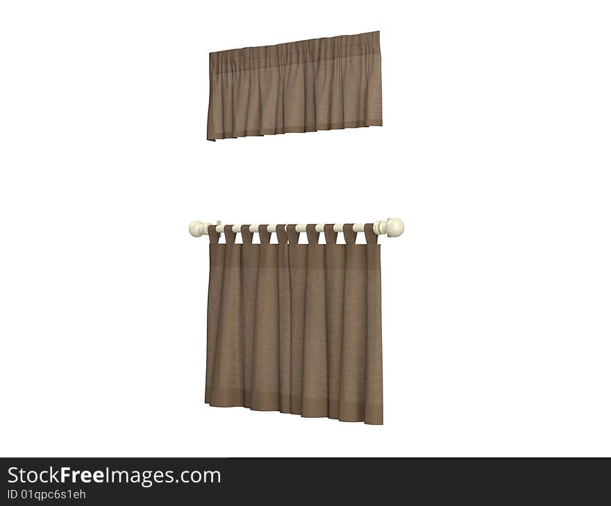 Rendered 3d isolated curtains on white background