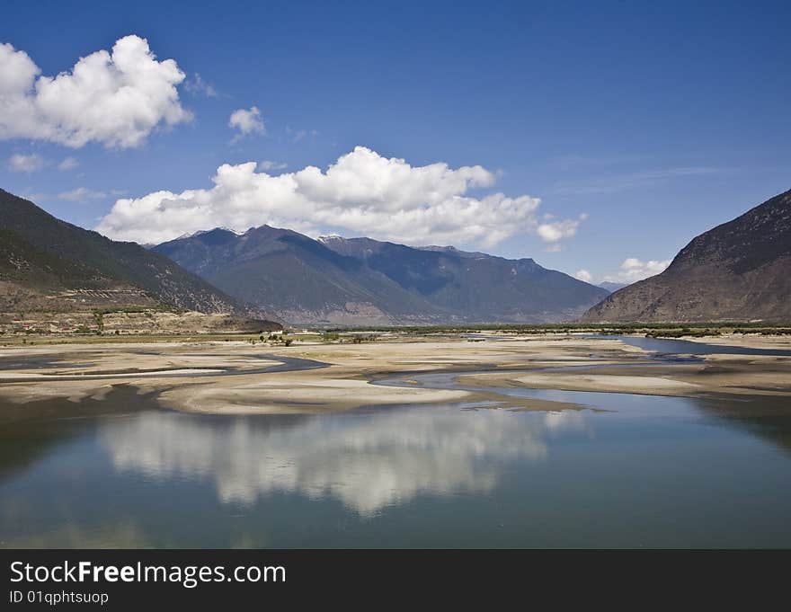 River with clouds