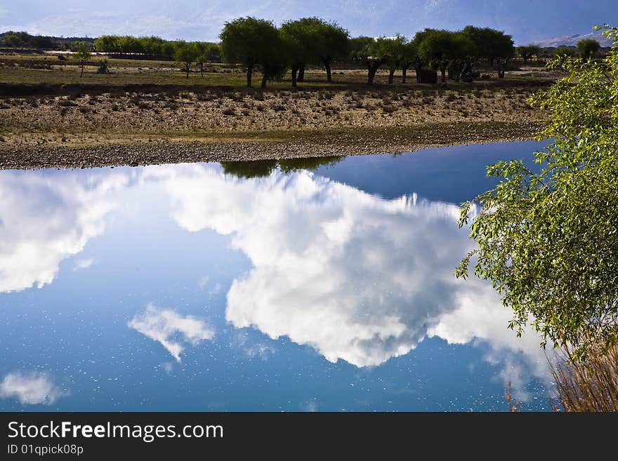 River with clouds in the west of china