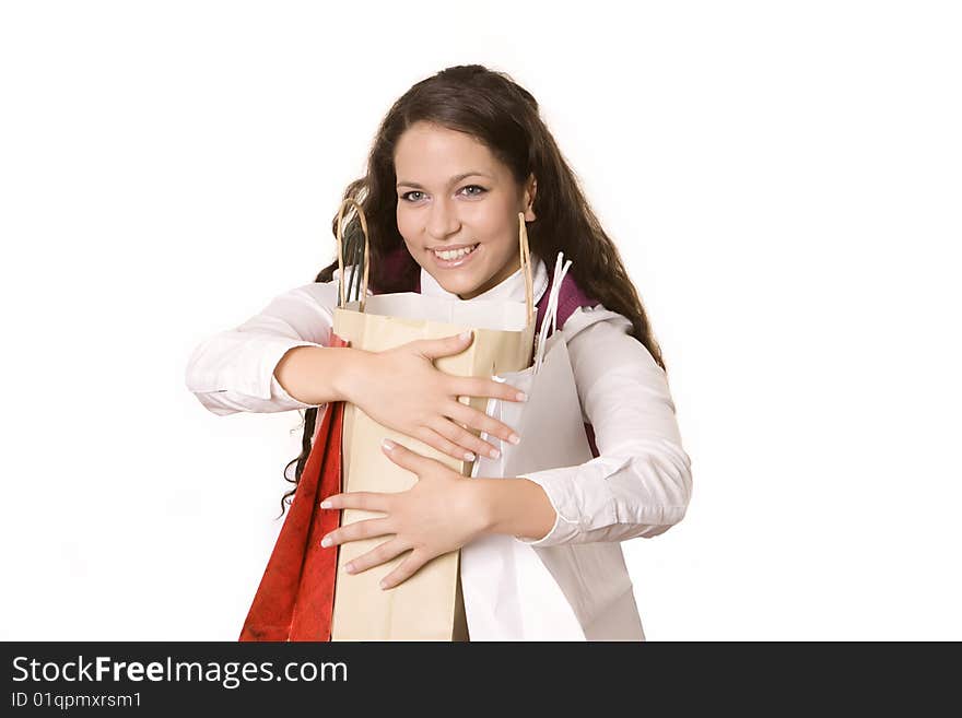 Young woman with shopping bags