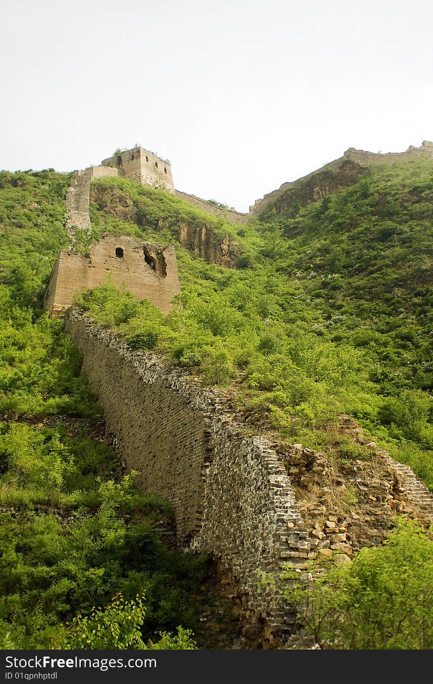 Unrestored section of the great wall in hebei province. Unrestored section of the great wall in hebei province