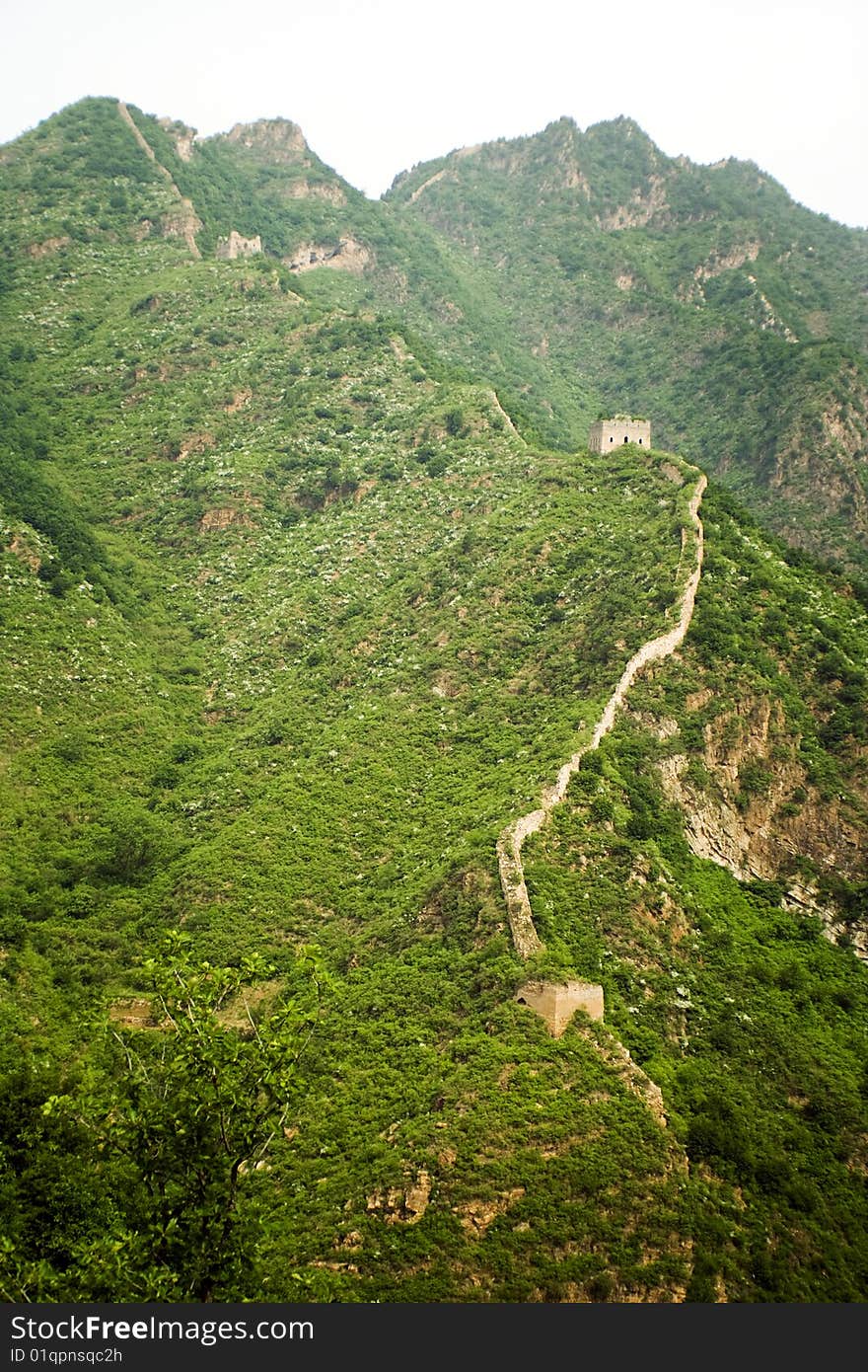 Unrestored section of the great wall in hebei province. Unrestored section of the great wall in hebei province