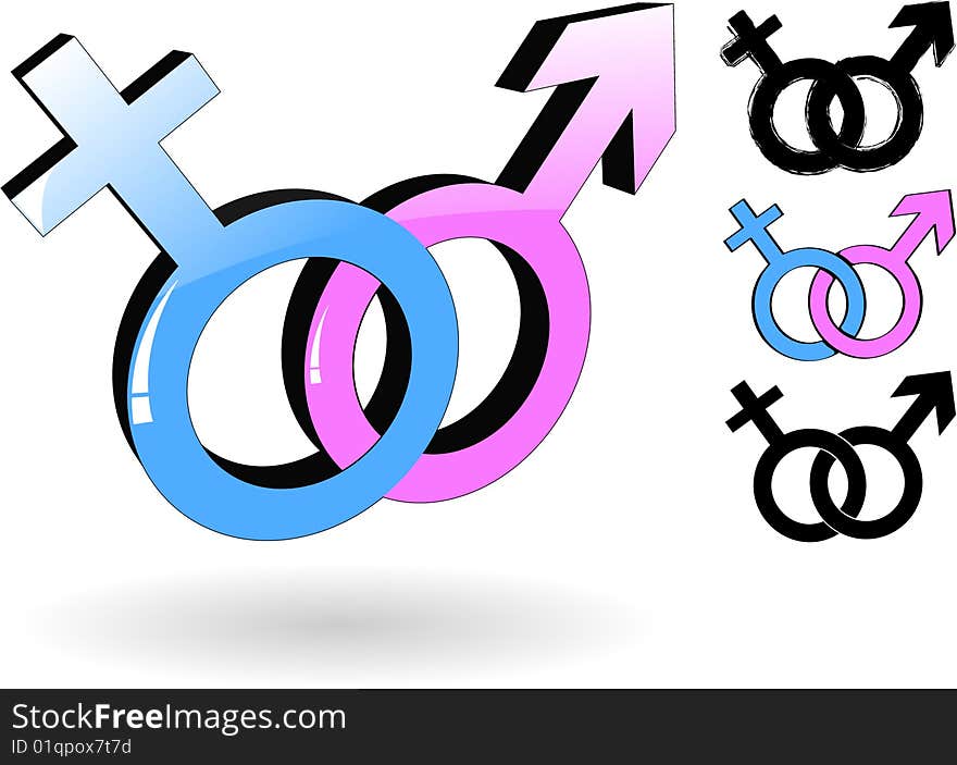 The vector male and female symbol. The vector male and female symbol