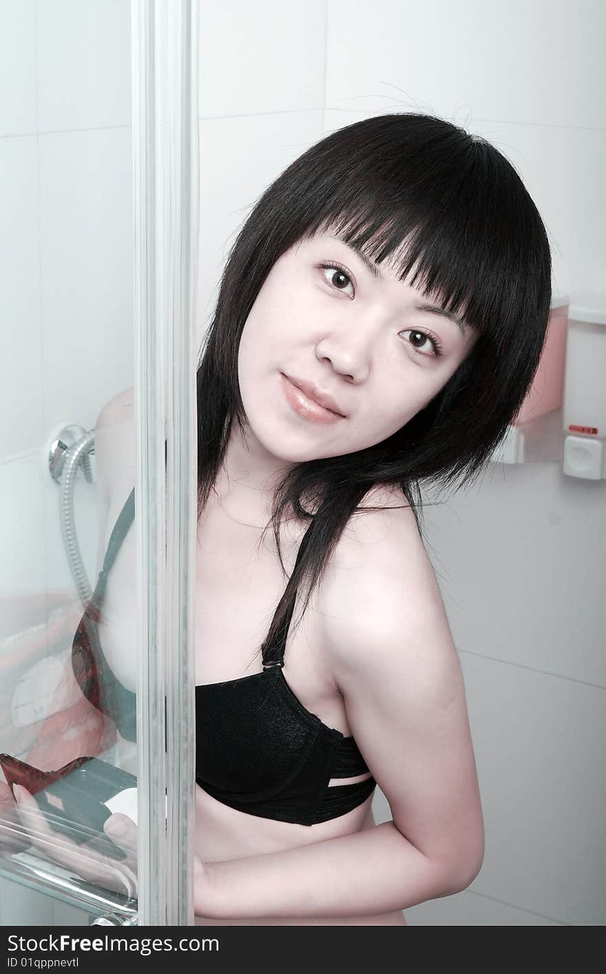 Asian girl in the bathroom