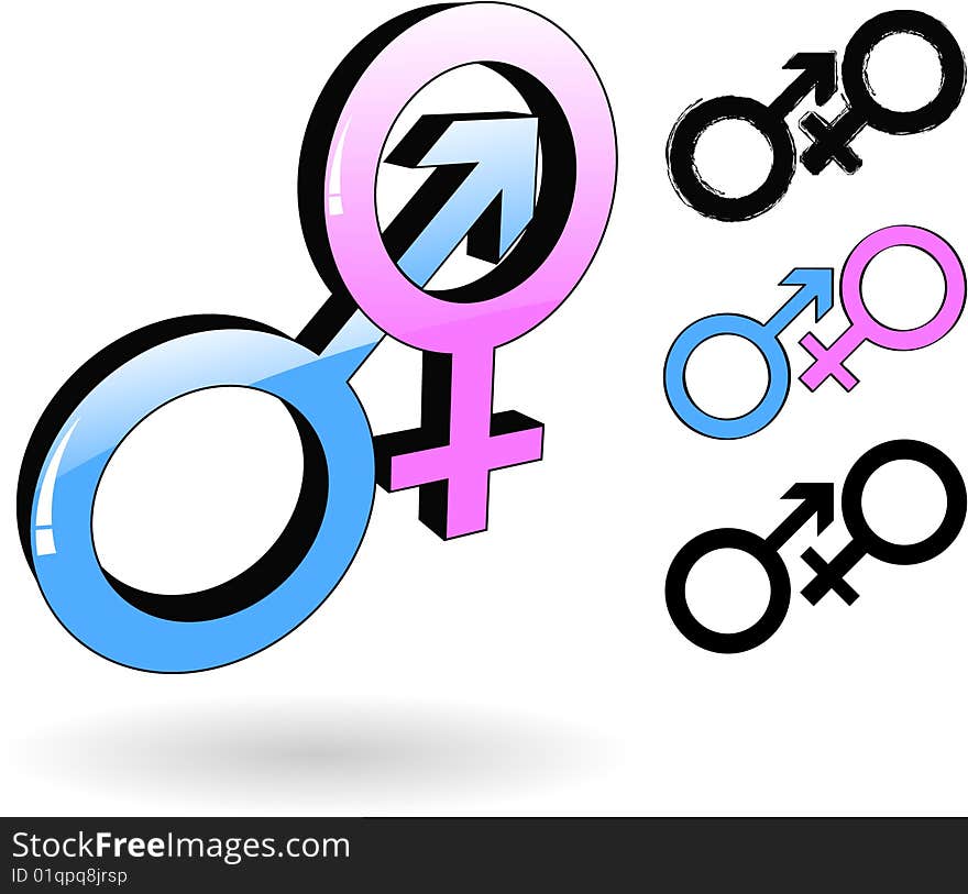 The vector male and female symbol. The vector male and female symbol