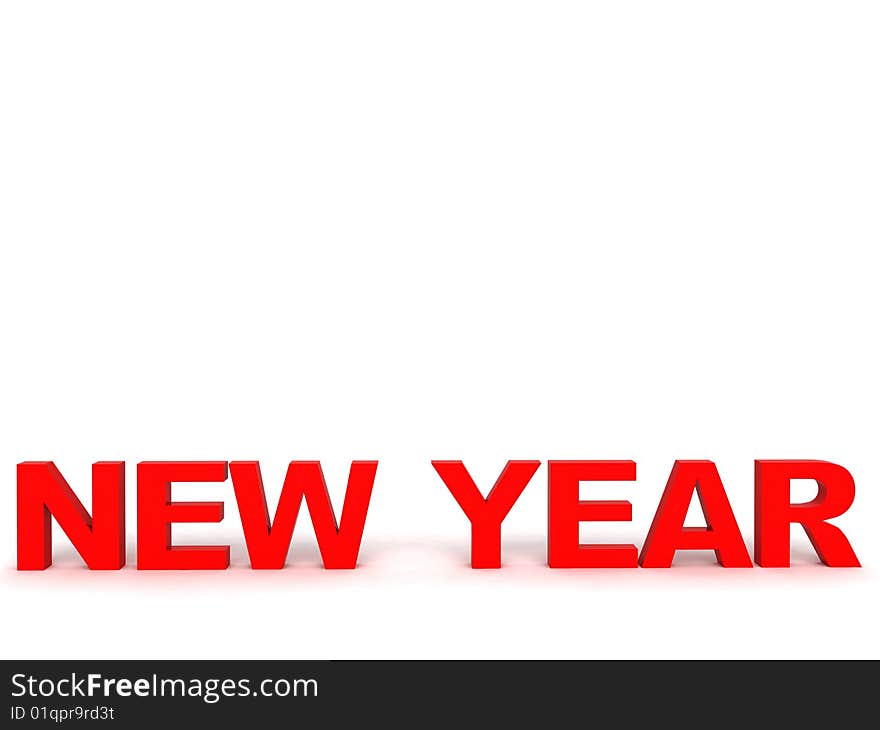 Three Dimensional Front View Of New Year Text