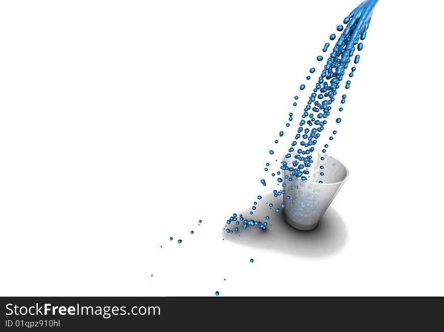 Water pouring in to a glass sitting on white back drop. Water pouring in to a glass sitting on white back drop