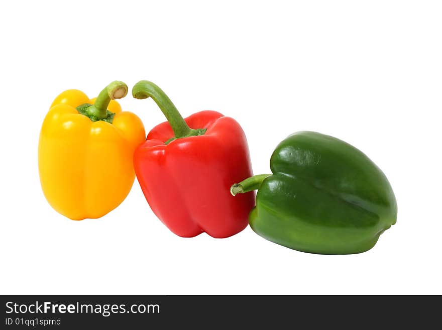 Detail of isolated peppers on the white background