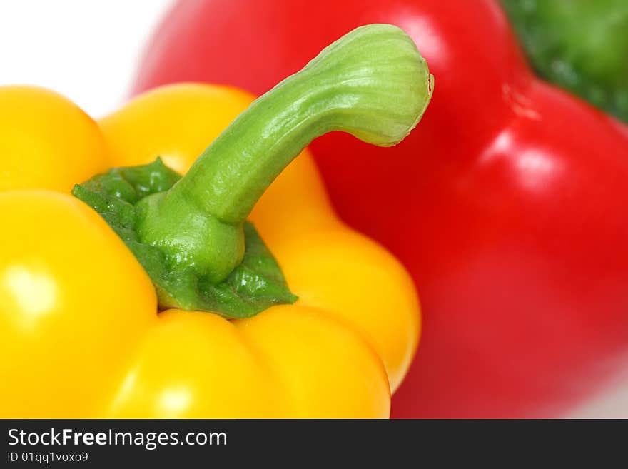 Detail of isolated peppers on the white background