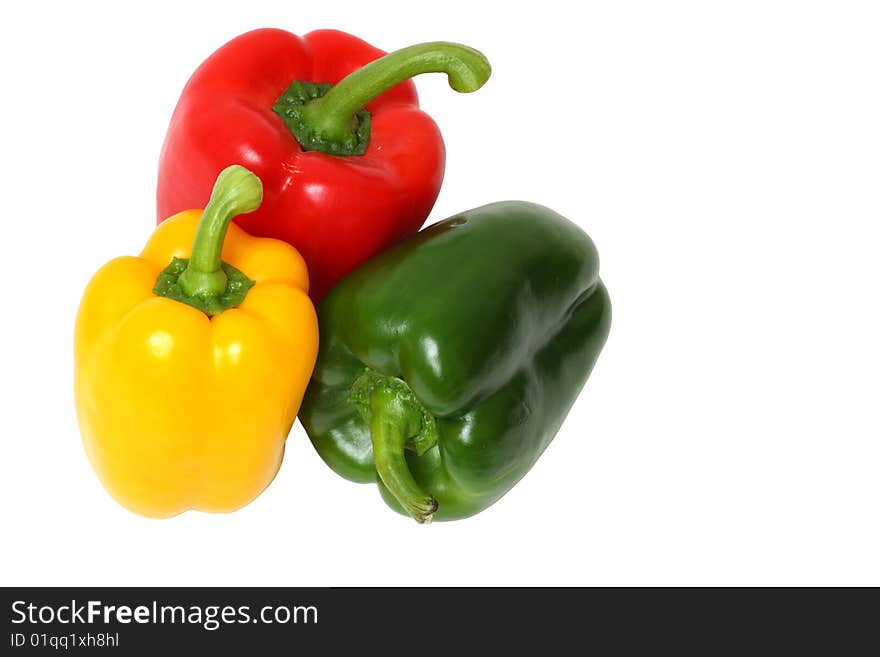 Detail of isolated peppers on the white background