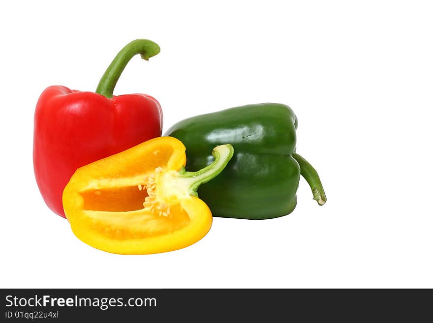 Detail of peppers isolated on the white background