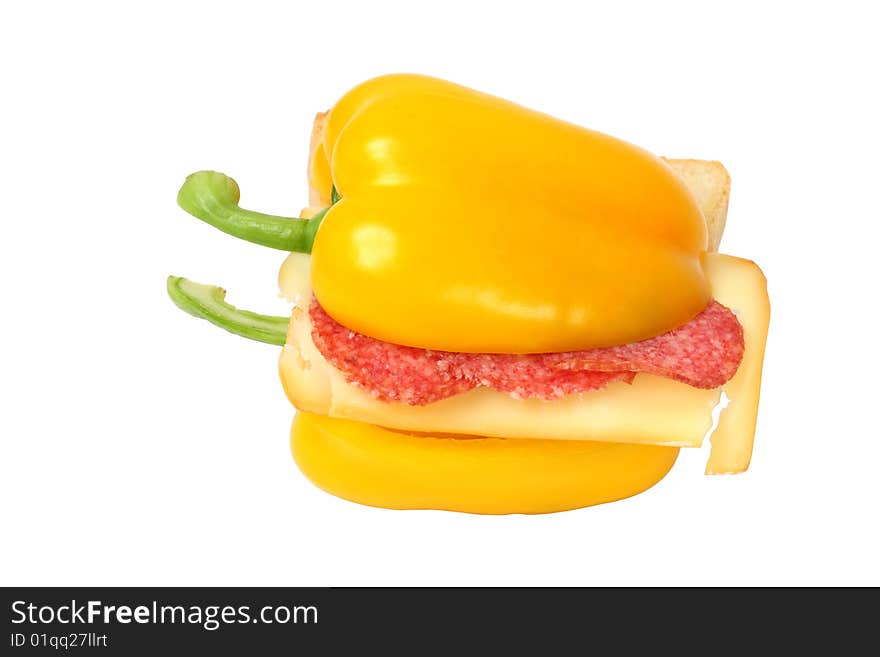 Detail of peppers isolated on the white background