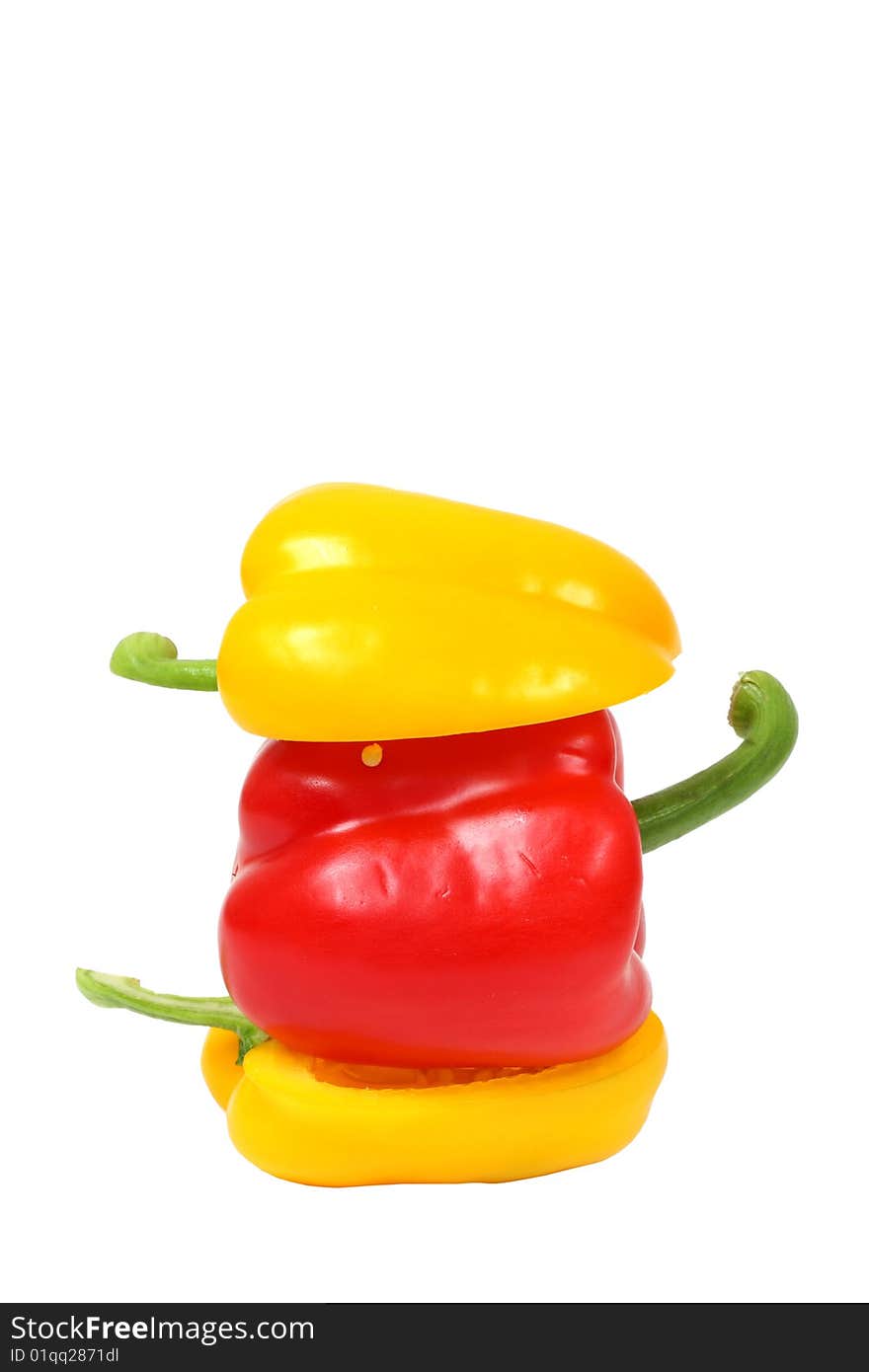 Detail of peppers isolated on the white background