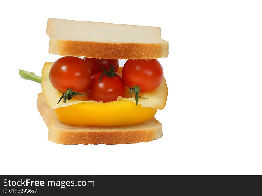 Detail of peppers in bread isolated on the white background. Detail of peppers in bread isolated on the white background