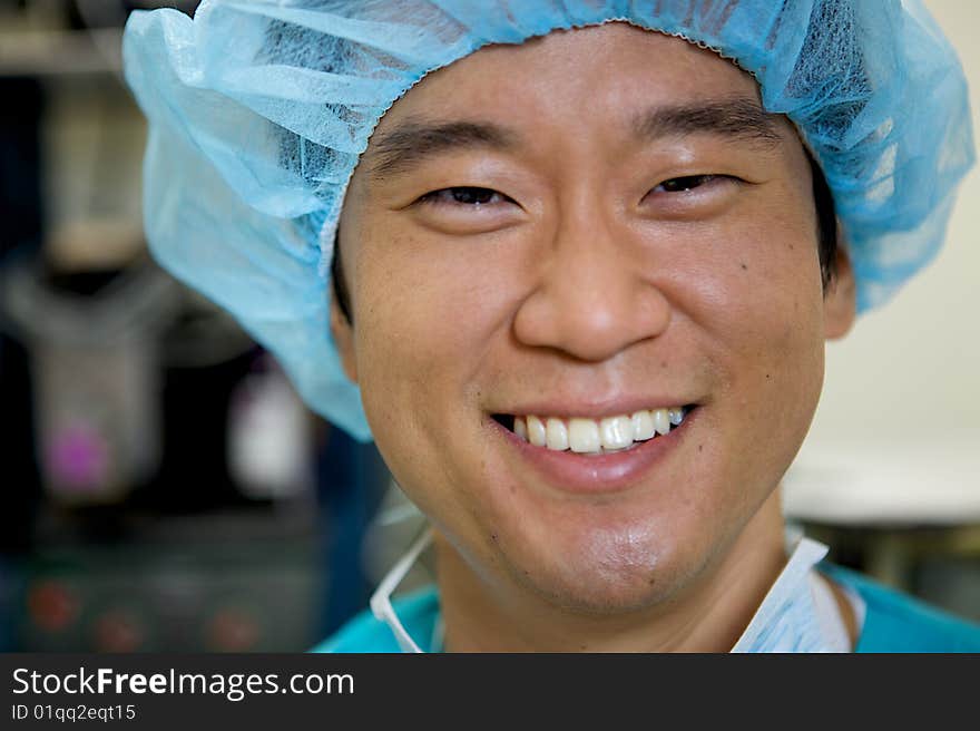 An Asian Doctor Working in a Hospital