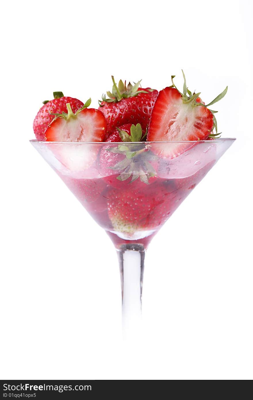 Strawberry in plate on white background