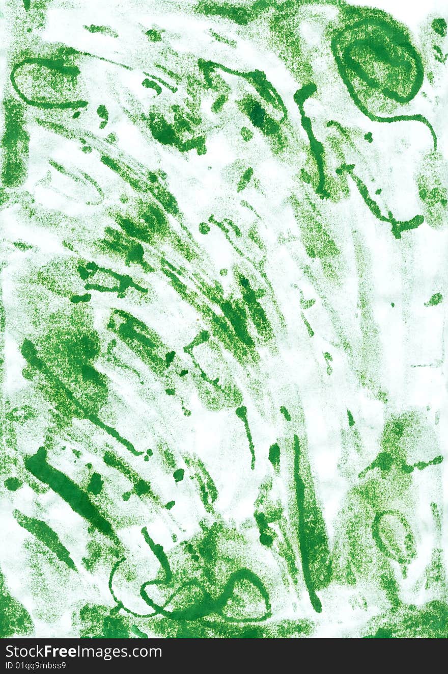 Green watercolor paint over white paper. Green watercolor paint over white paper.