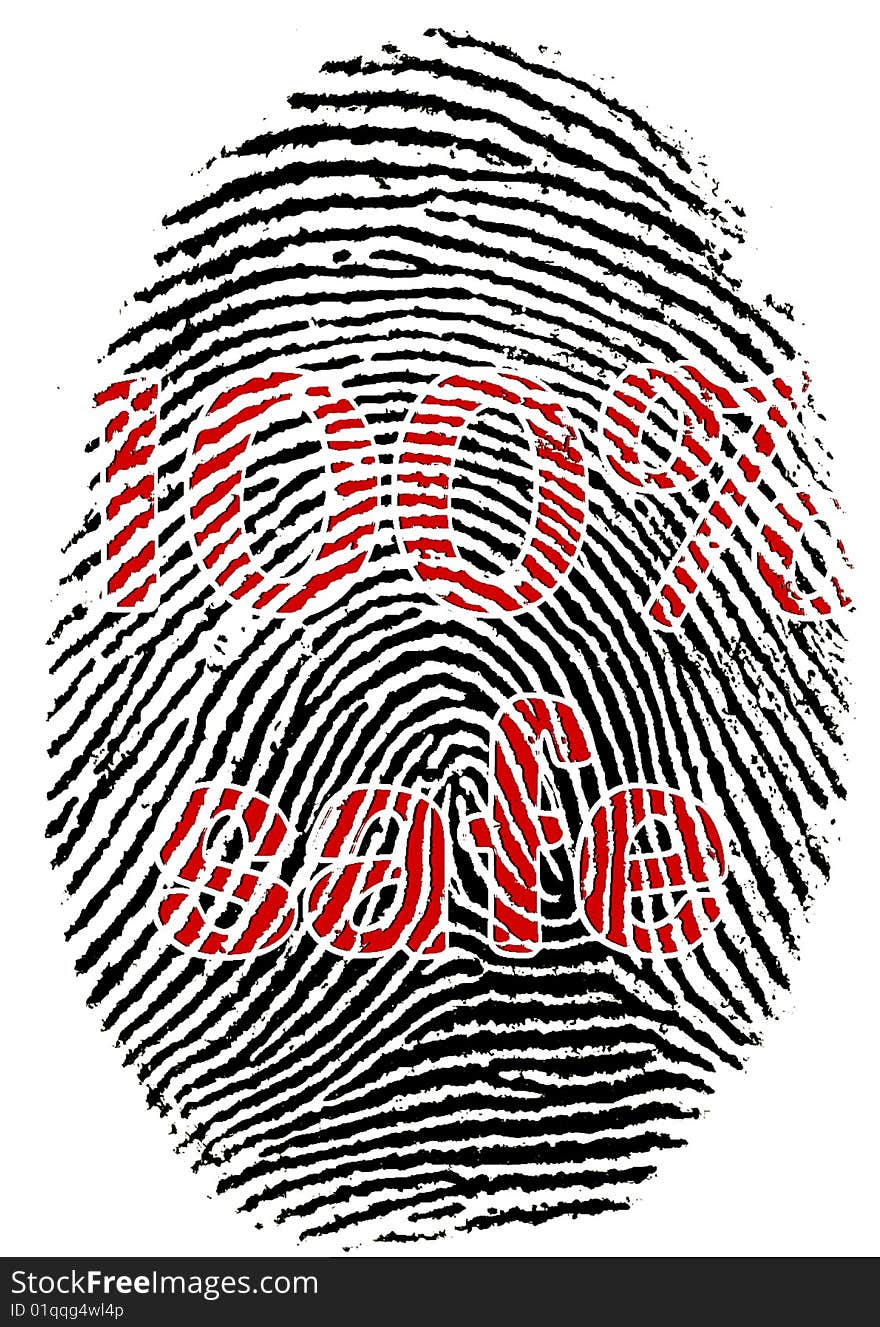 The fingerprint with the text - 100% safe. The fingerprint with the text - 100% safe