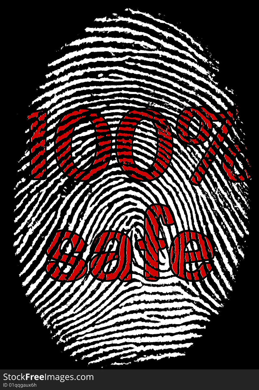 The fingerprint with the text - 100% safe. The fingerprint with the text - 100% safe