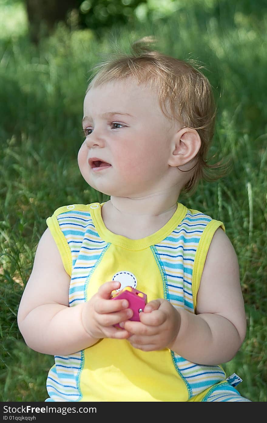 The baby on a grass. The baby on a grass