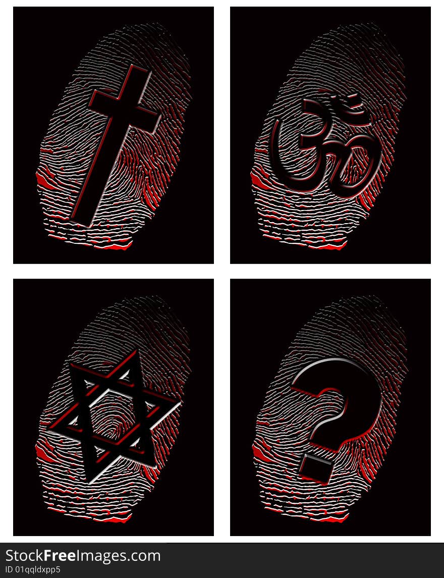 Blood fingerprint and official religion illustration. Blood fingerprint and official religion illustration