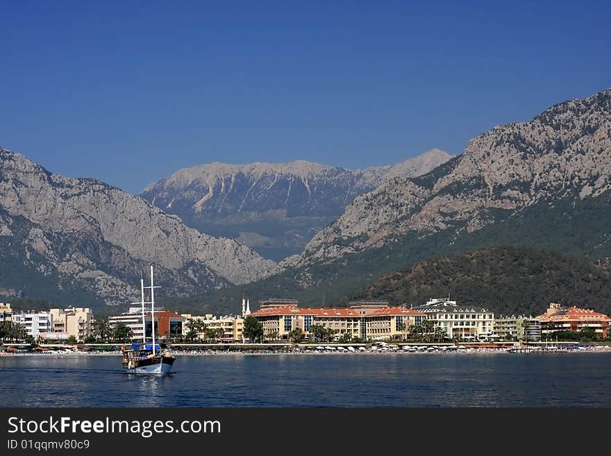 Coast of Turkey with hill. Coast of Turkey with hill