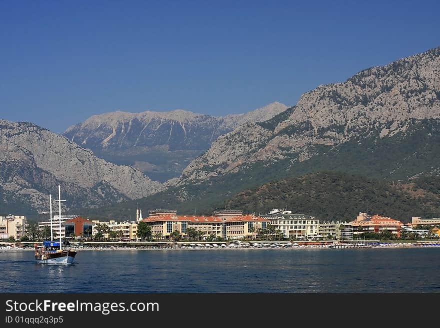 Coast of Turkey with hill. Coast of Turkey with hill